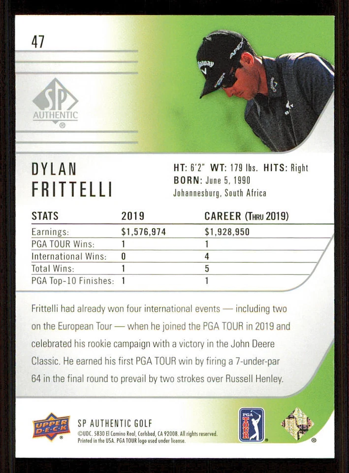 2021 SP Authentic #47 Dylan Frittelli Rookie - Image 2 of 2