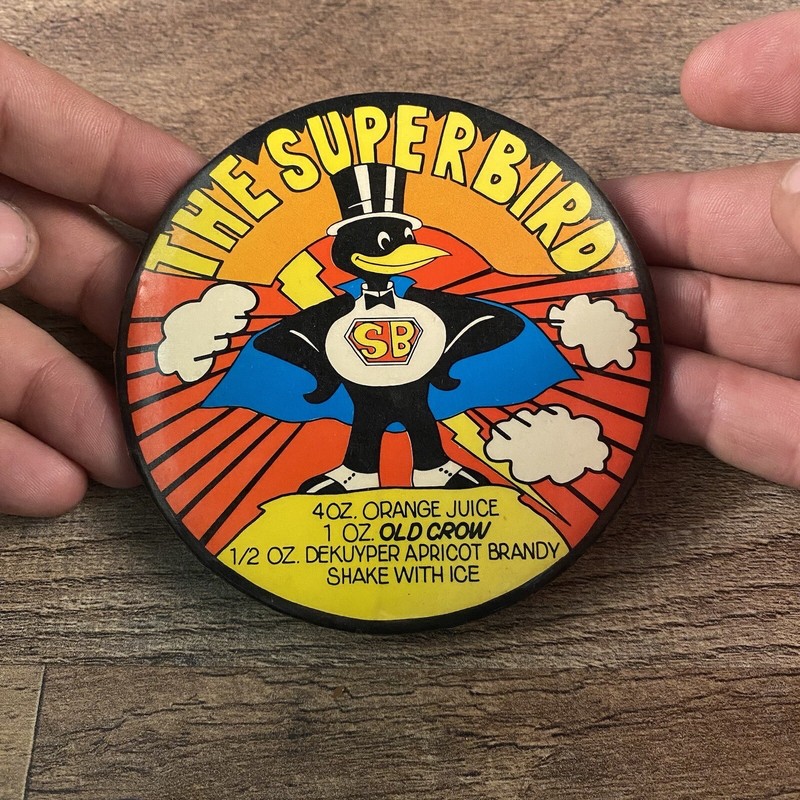 Vintage Old Crow The SUPERBIRD Recipe Pinback Advertising 