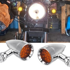 2x Chrome Bullet Motorcycle LED Turn Signal Lights For Triumph Bonneville Bobber