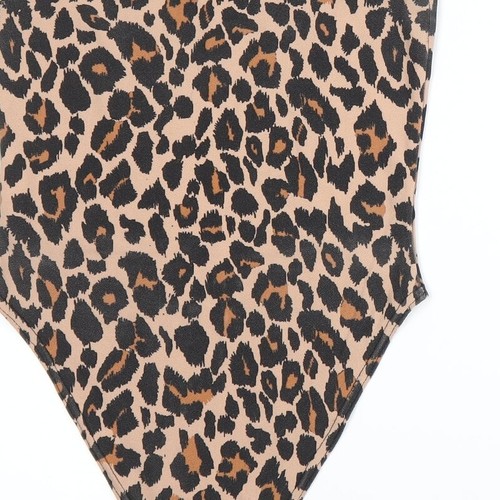 Boohoo Womens Beige AnimalPolyester Blend Bodysuit One-Piece Size 8 - Picture 11 of 12