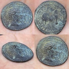 Authentic ancient Roman coin bronze with king face