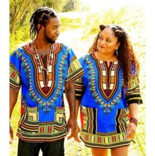 Men women Mud cloth Vintage dashiki Shirt African Blouse Organic Cotton Size M