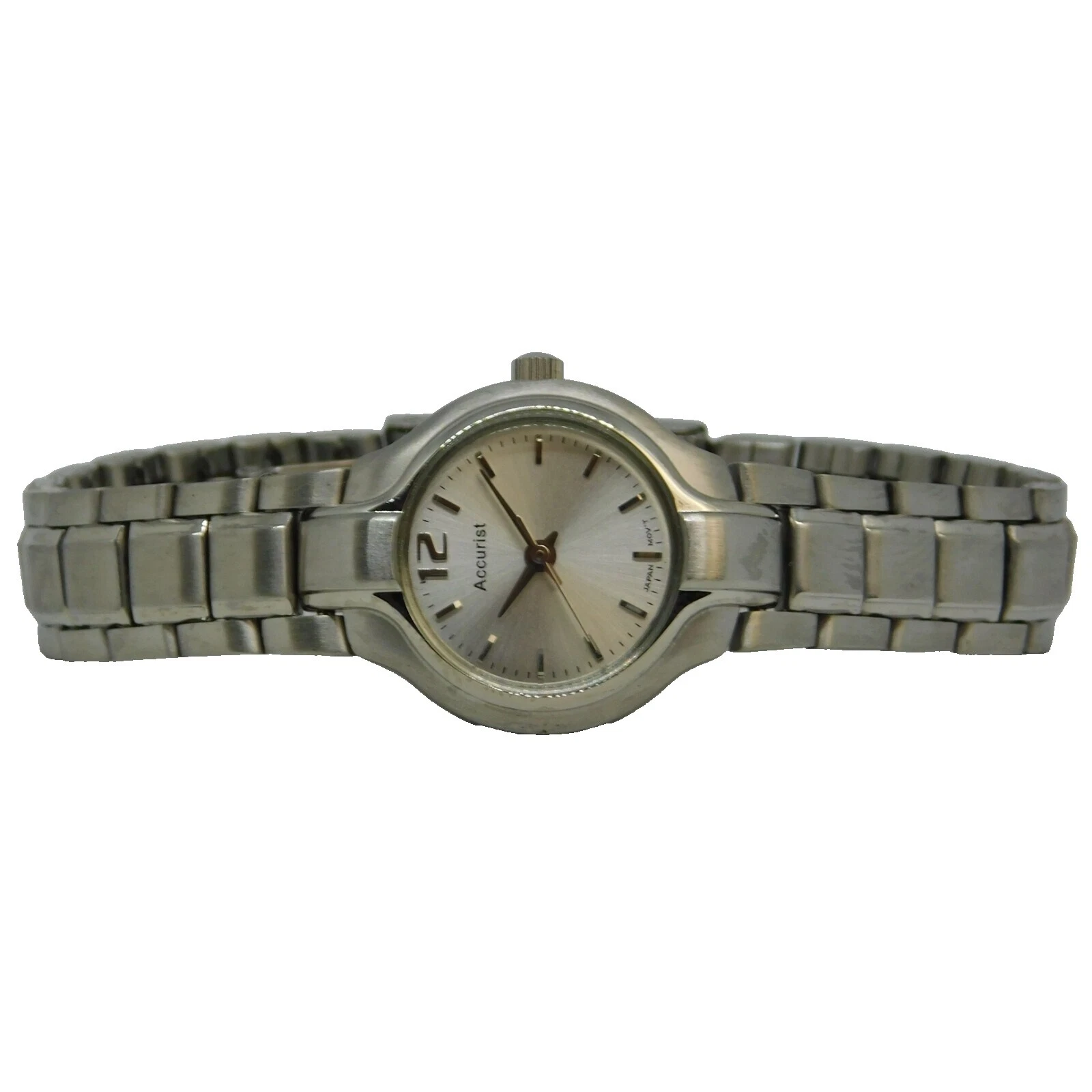 Caja de acero inoxidable Banda de Plata Accurist Relojes de pulsera