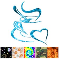 Hot Coffee Heart - Decal Sticker - Multiple Patterns  Sizes - ebn6806