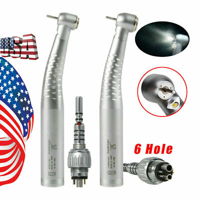Dental Fiber Optic LED High Speed Turbine Handpiece/Quick Coupler 6Hole Fit KaV