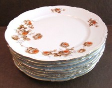 Set of 8 MITTERTEICH Norway Rose Germany 10.5" Dinner Plates - Excellent Cond