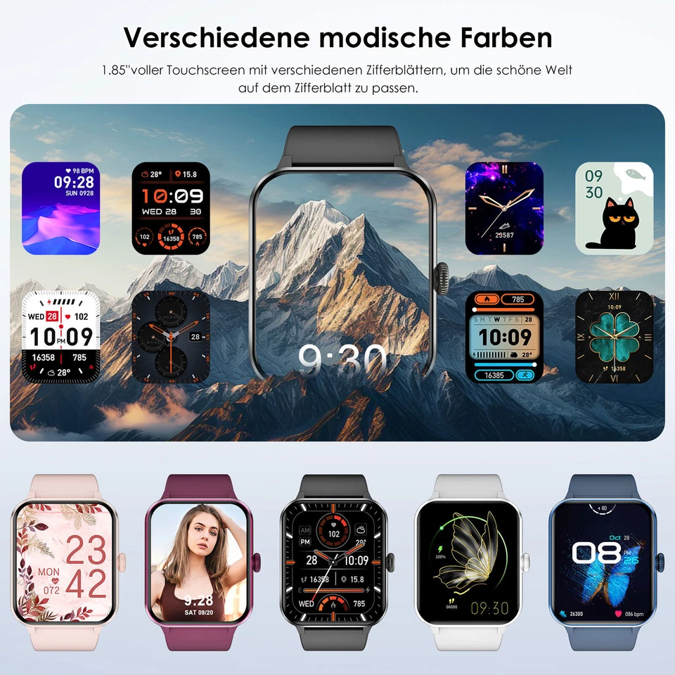 Bluetooth Smartwatch Herren Damen mit Telefonfunktion Sprachassiste Blutdruck DE - Bild 4 von 4
