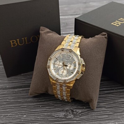Bulova Classic Men Crystal Octava & Silver Gold Dial 98C126 Quartz Watch 41.5mm