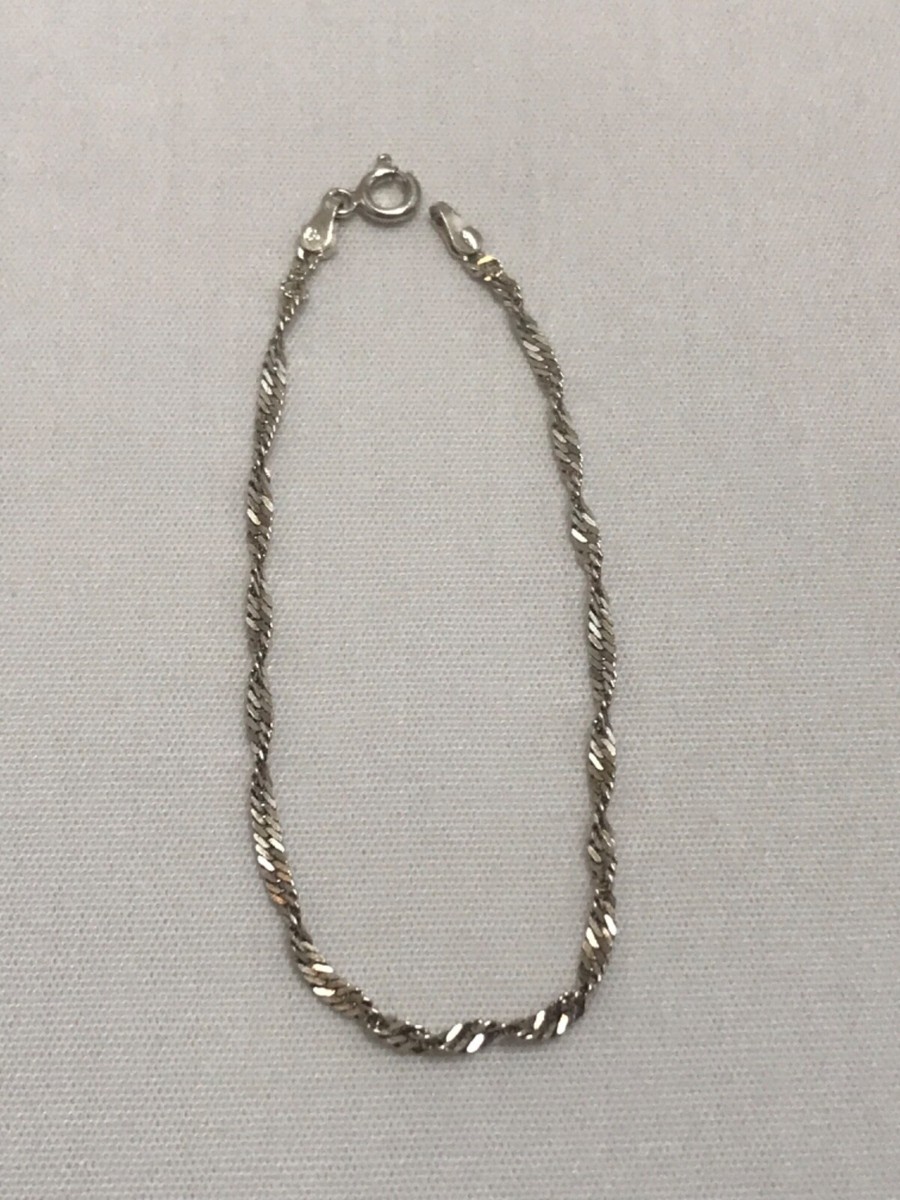 Vintage IBB Sterling Silver 7.25” Bracelet, 925 twist chain