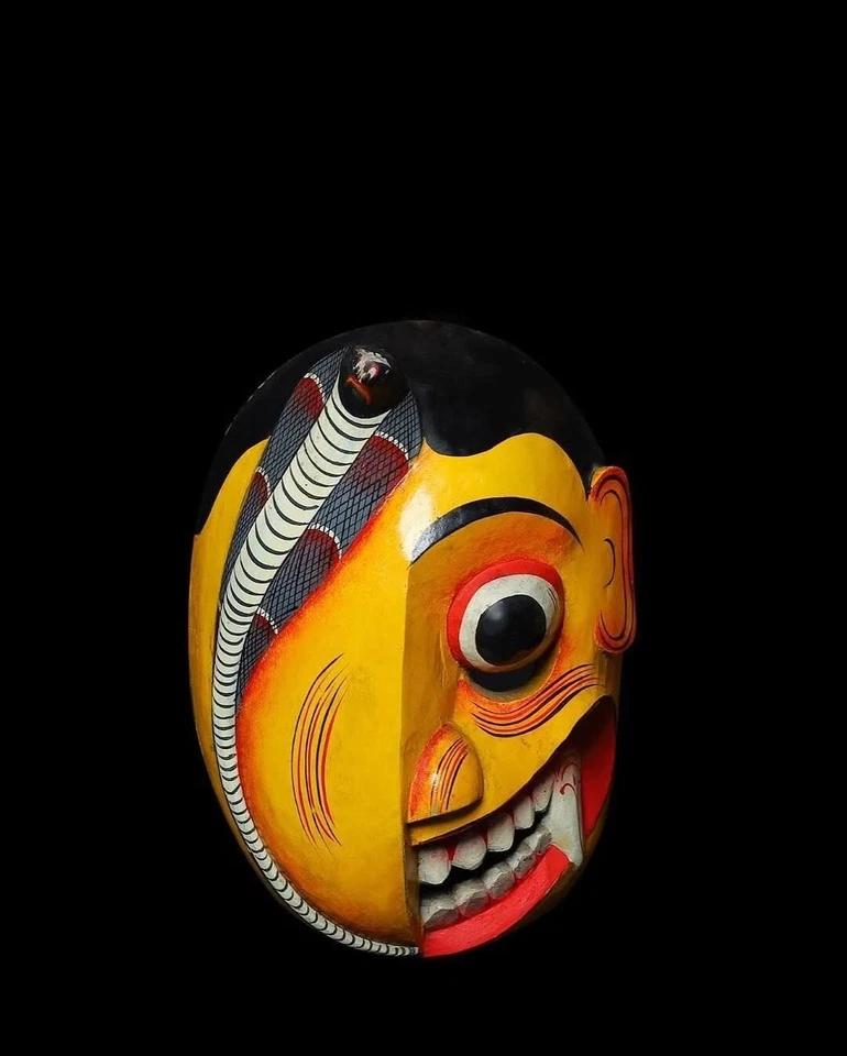 Unique Handcrafted 4 inch  Wooden Cobra Devil Mask from Sri Lanka | Traditional - Image 2 of 4