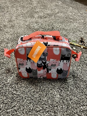 NWT Gymboree 2014 Peach Cat Print Lunch Box Bag Insulated For School  Park