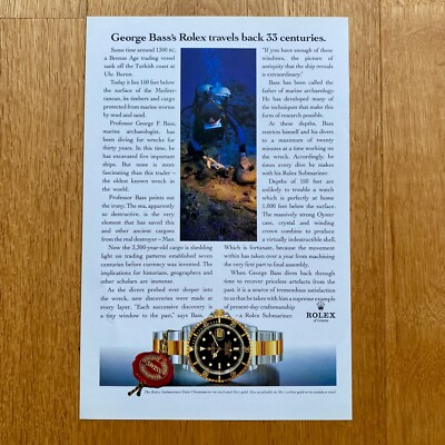 Rolex Submariner George Bass 1993 Vintage Watch Ad Werbung Reklame