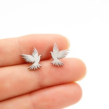 2pairs stainless steel bird earrings, 4 colors Jewelry Wholesale FJS260-694