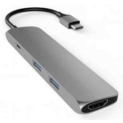 Satechi USB3.0 Type C Male to 1x HDMI 2x USB Type A Hub Adapter Silver #hi