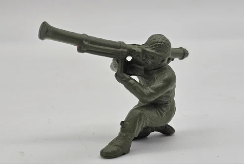 Marx Vintage Original 60mm GI Soldier Army Men Green Plastic Figures w/Bazooka