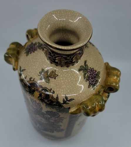 Chinese Vase 12" Satsuma style Vase Very Nice - Picture 4 of 6