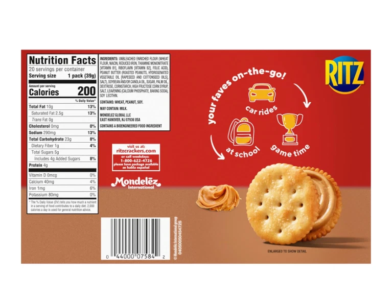 RITZ Peanut Butter Sandwich Crackers, 20 Snack Packs, 6 Crackers per Pack - Image 4 of 4