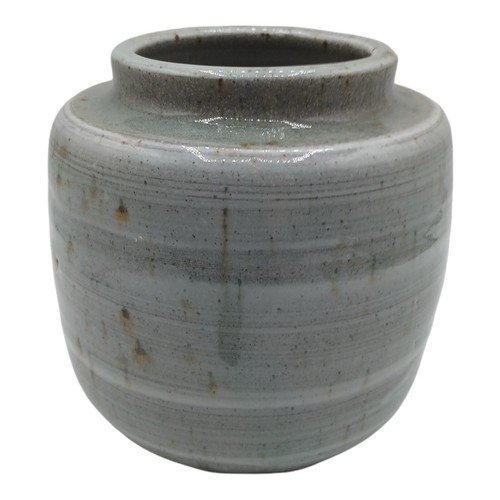 Studio Art Pottery Stoneware Blue Grey Glazed Vase Vessel Artist Signed - Picture 2 of 13