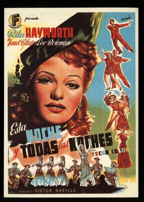 Tonight And Every Night Movie Cinema Film Spanish Poster Art Postcard