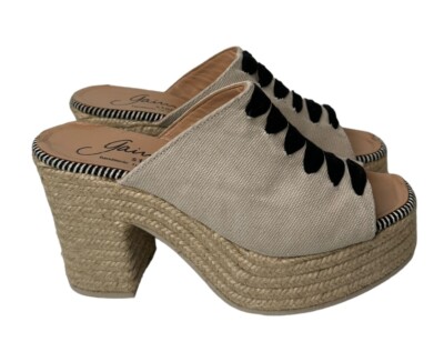 Gaimo Womens Linen Look Black Lace Up Espadrille Wedge Sandals Size 40 US 9-9.5