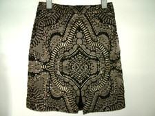 Black Gold Skirt 6 Temperley London, silk blend, lined, straight, knee length