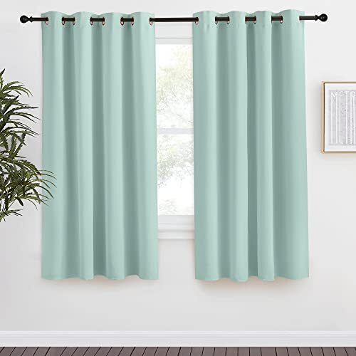Kitchen Blackout Window Curtain Panel Blue, 1 Panel, 55 by 68 W55