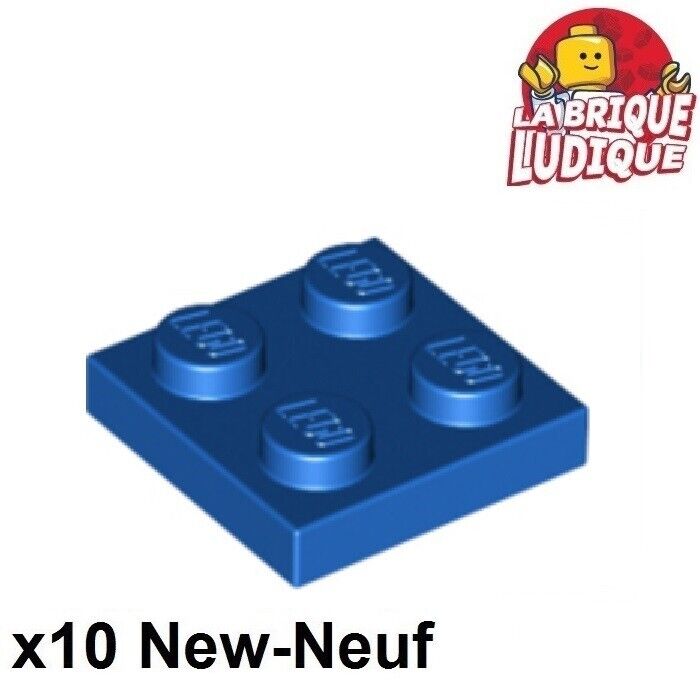 LEGO 10x Plate Flat 2x2 Blue/Blue 3022 New