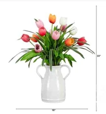 Nearly Natural Faux 23” Tulip Arrangement  Great Mother’s Day Gift