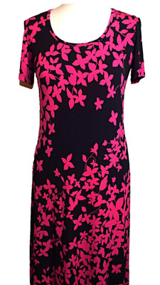 NEU KIM & CO  STRETCH SCHWARZ & PINK FLATTERÄRMEL KLEID  GR. XS ~ 6/8