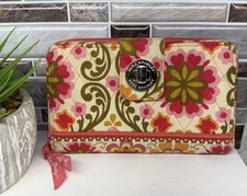 Vera Bradley Turn Lock Zipper Wallet FOLKLORIC Pink Orange Floral RETIRED 2011