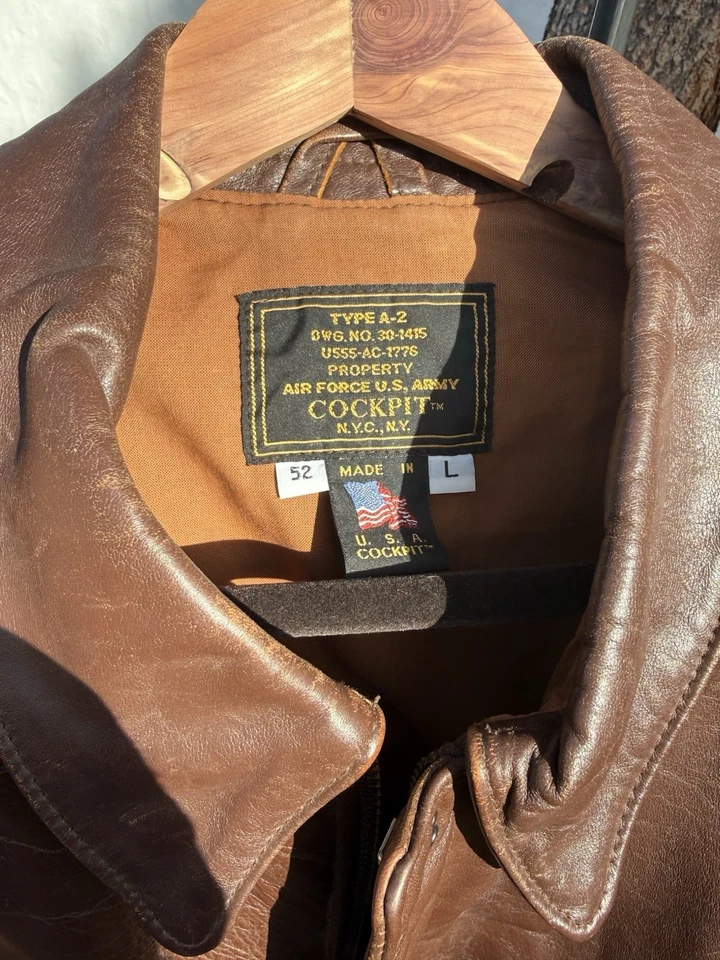 Винтажный 2005 LL кабины A2 полета куртка коричневый лошадь скрыть Bomber куртка 52L размер - Изображение 3 из 4