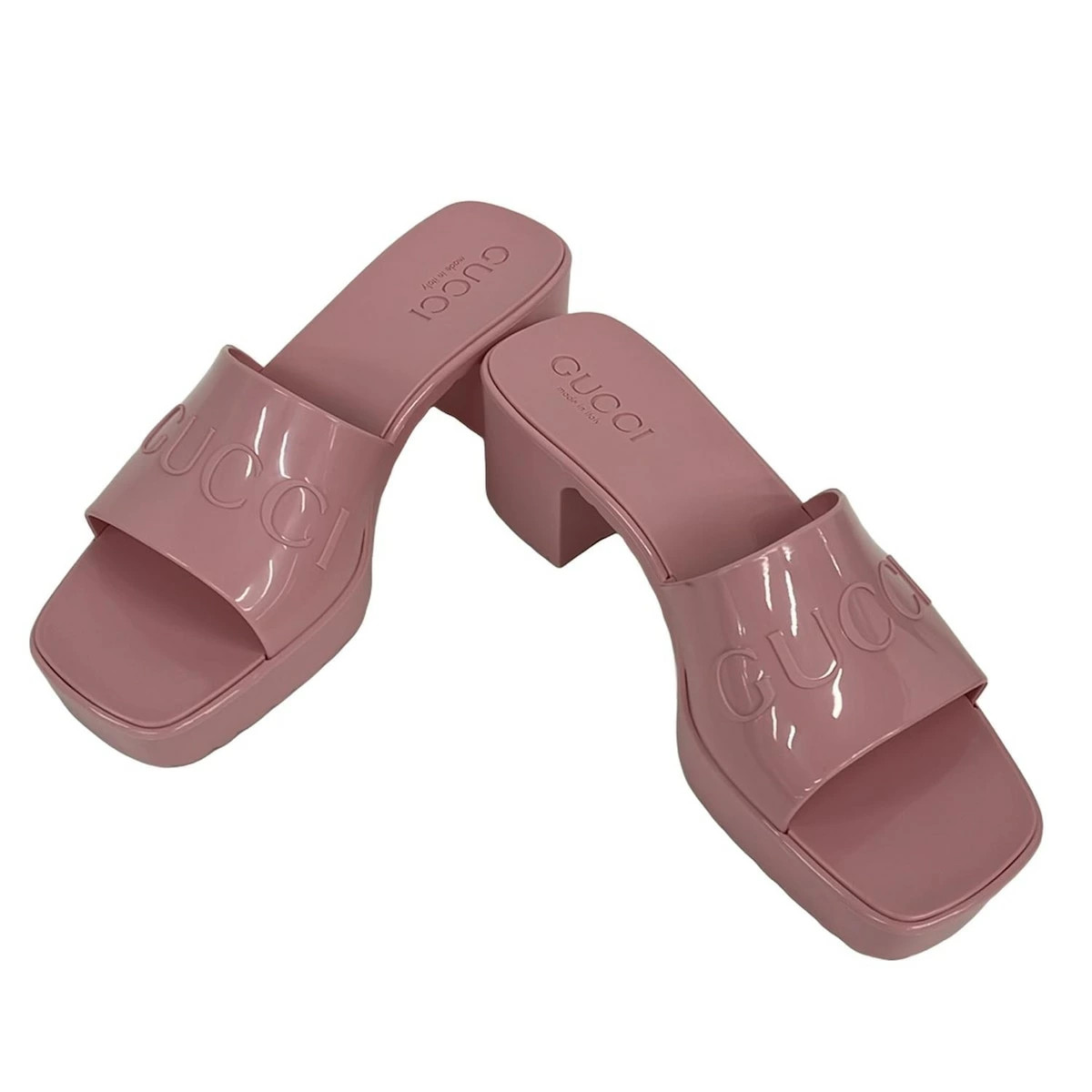 GUCCI Mule Embossed Logo/Chky Heel Light Pink thumbnail 2