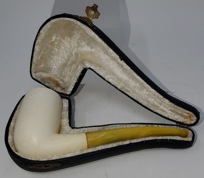 Estate Meerschaum Smooth Bent Pipe & Case - Free Shipping!!!
