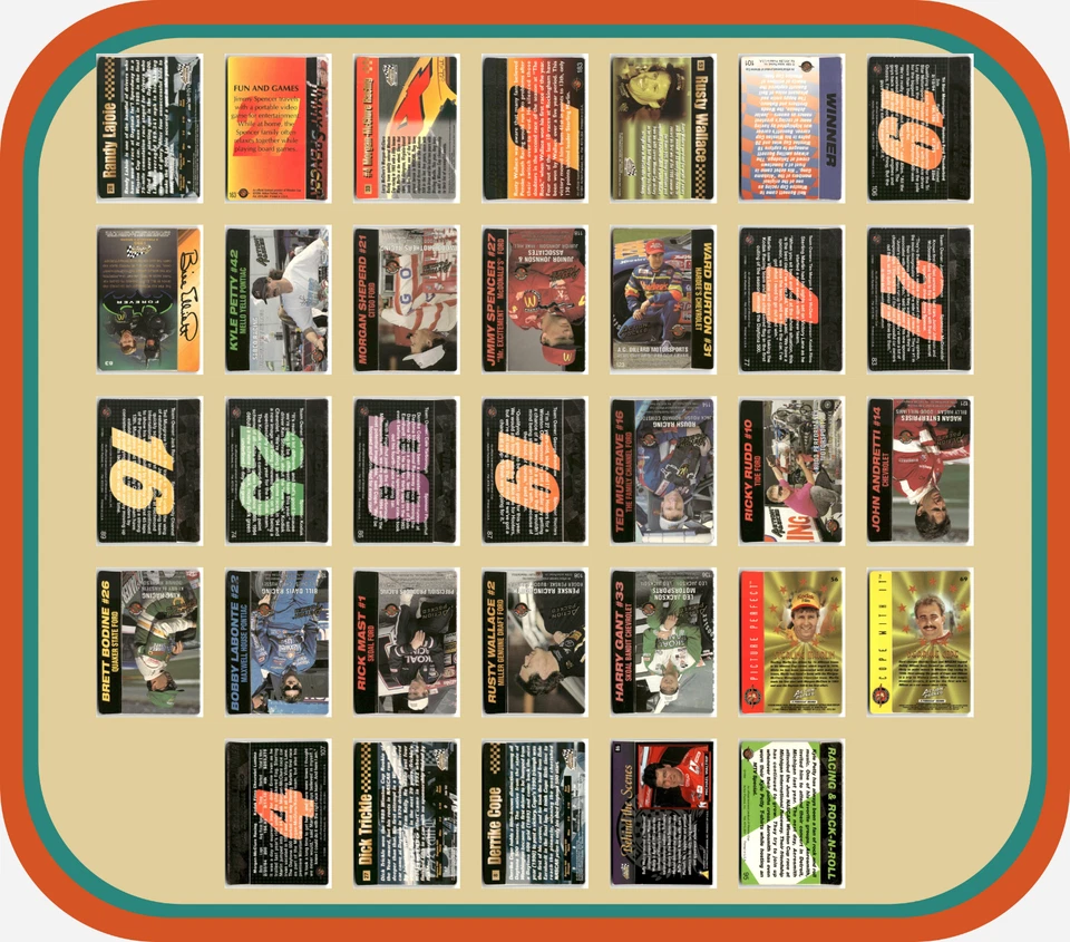 Lote de 33 tarjetas NASCAR 1994-95 llenas de acción - aspecto excelente + insertos Wallace de oro de 24 quilates Foto 2 de 4