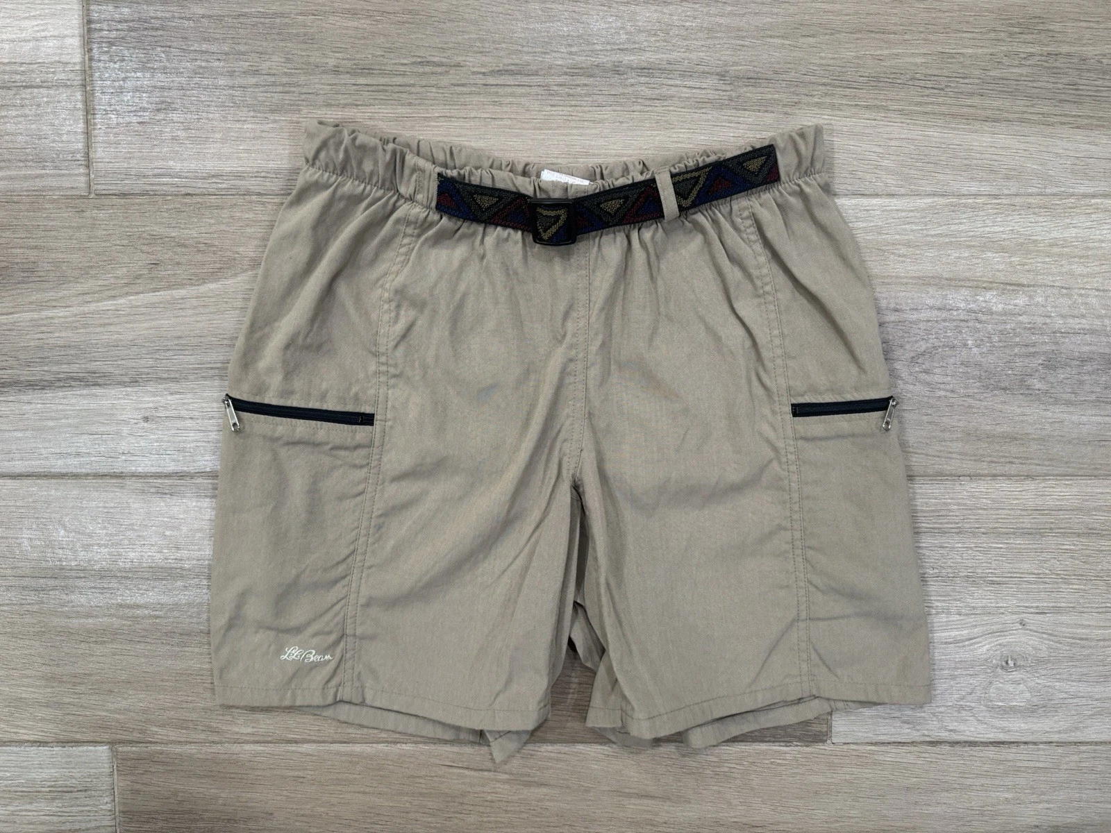 Vintage LL Bean Men's Cargo Shorts SMALL Belt Outdoor Hiking 90s USA Zip Pockets