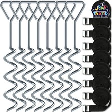 Trampoline Anchors, 8 Pcs Stakes and Straps, Anti-Rust Sliver