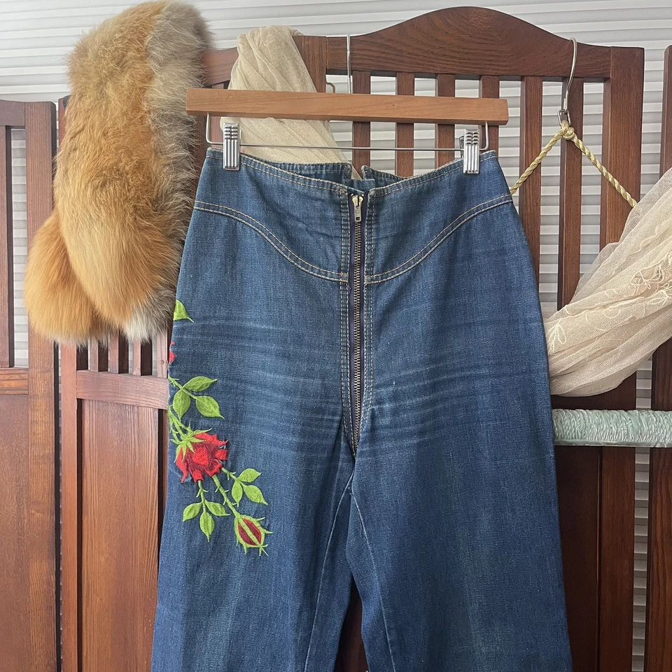 Vintage 1980s Rag City Blues Los Angeles Zip Around Front to Back Jeans 26” - Image 2 of 4