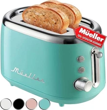 Mueller RetroToast 2 Slice Toaster Turquoise MR-220 7 Browning Levels New In Box