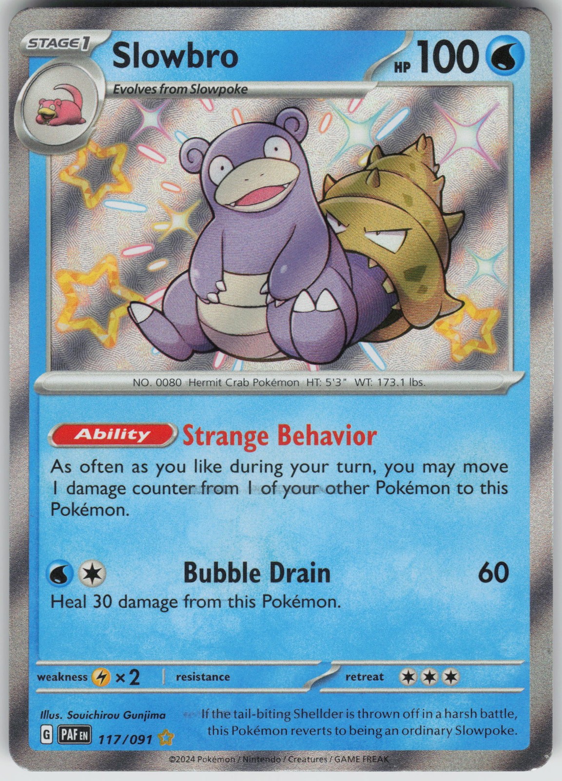 Pokemon Slowbro Shiny Rare SV: Paldean Fates 117/091 NM