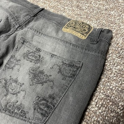 HARD-TO-FIND Ecko Unltd Japanese Embroidered Baggy Wash Skater Jeans - Mens 36