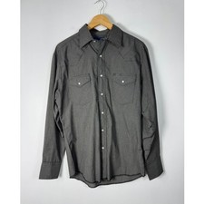 Western Wrangler Mens Medium Shirt Black White Micro Check Pearl Snap 75204PP