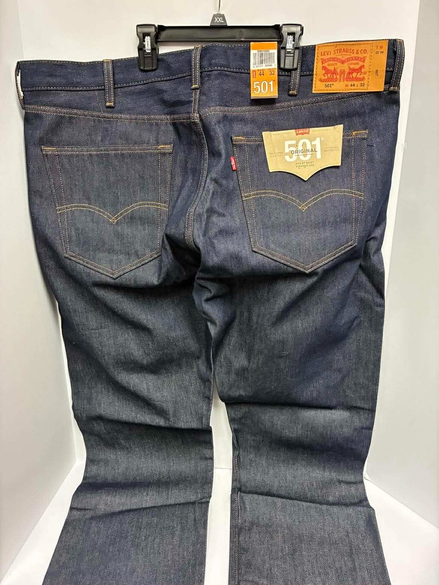 Levis 501 Original Fit Denim Blue Jeans 44 X 32 Straight Leg