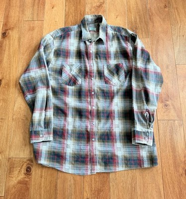 Vintage Ozark Trail Flannel Shirt XL Tall Made USA Plaid Button Up Cotton