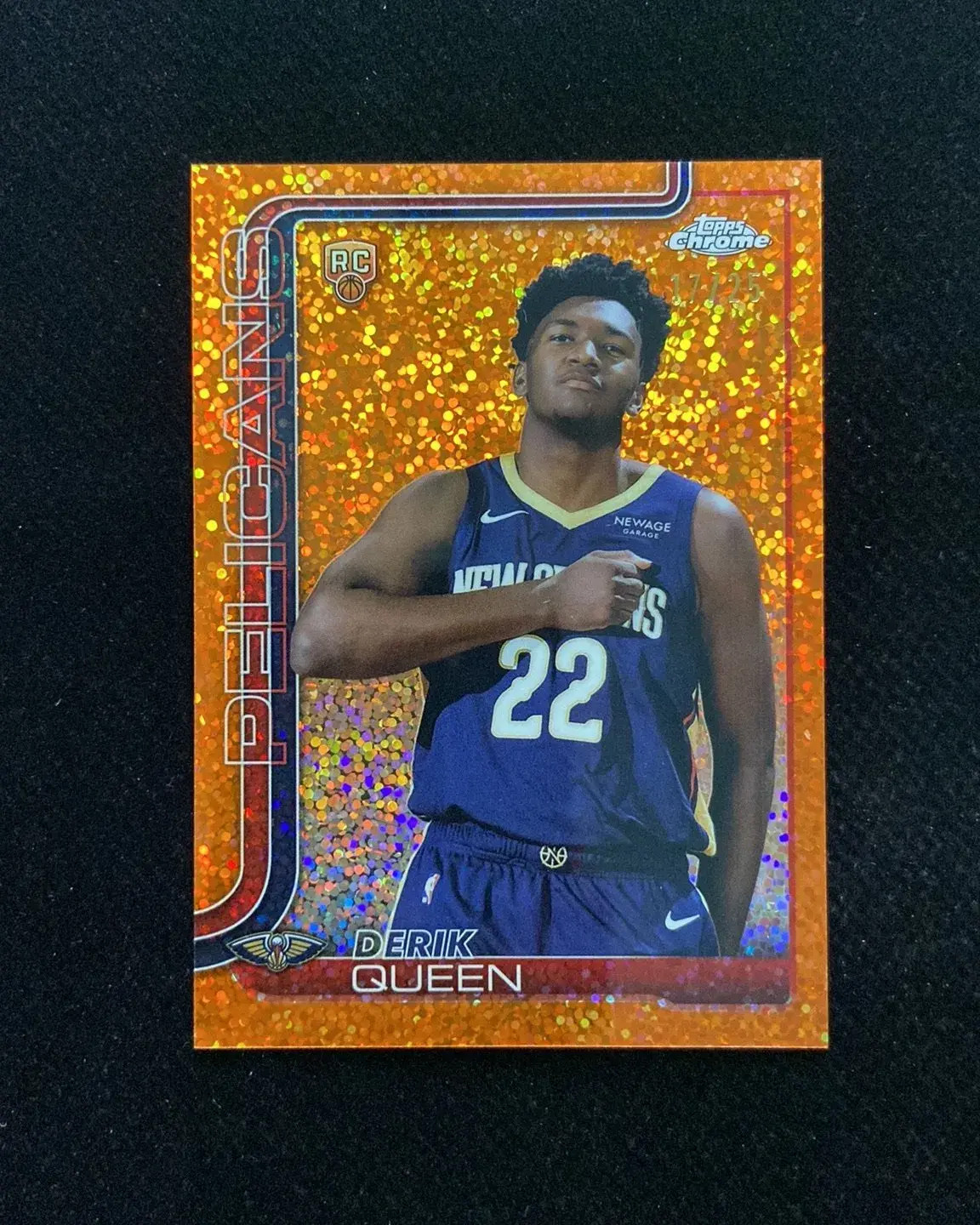 2025-26 Topps Chrome Derik Queen Image Variation REF Orange Speckle /25 RC -QI95