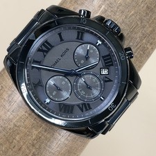 Michael Kors Brecken Men MK-6361 Chronograph Black Tone Quartz 39mm Watch 6 1/2"