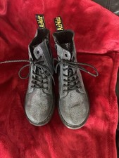 Youth Dr Martens 1460 Pascal Glitter combat Boots US Size 4 Black Suede