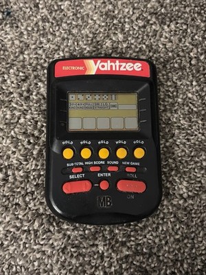 Vintage 1995 Yahtzee 4511 Solid Black Electronic Handheld Portable Game *WORKS*