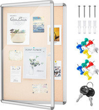 36 X 24 Inch Enclosed Fabric Bulletin Board Tamperproof Lockable Noticeboard Fab