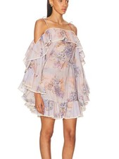 NWT Cascadian Ruffle Mini Dress in Lilac Botanical Floral Size 0