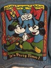 Mickey Mouse Co Vintage Denim Jacket M, Rhinestones Back, Disney Party Time
